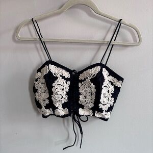 H&M Embroidered Crop Top